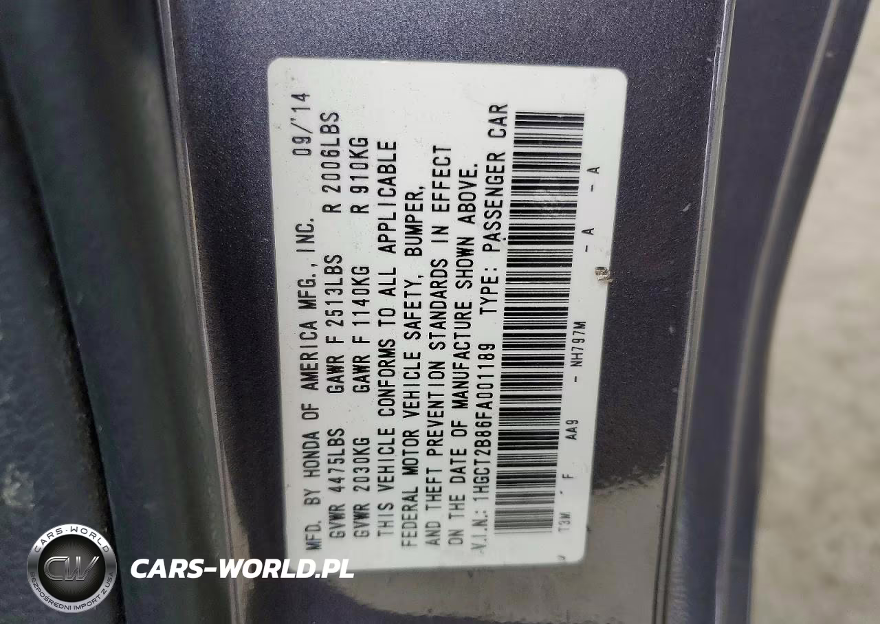 2015 Honda Accord Exl VIN:1HGCT2B86FA001189 - 12
