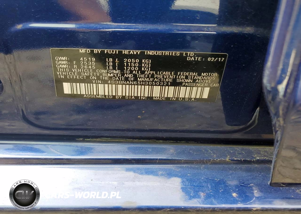 2017 Subaru Legacy 2.5I Limited VIN:4S3BNAN65H3050321 - 12