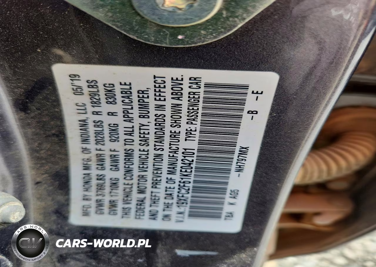 2019 Honda Civic Lx VIN:19XFC2F61KE042101 - 13