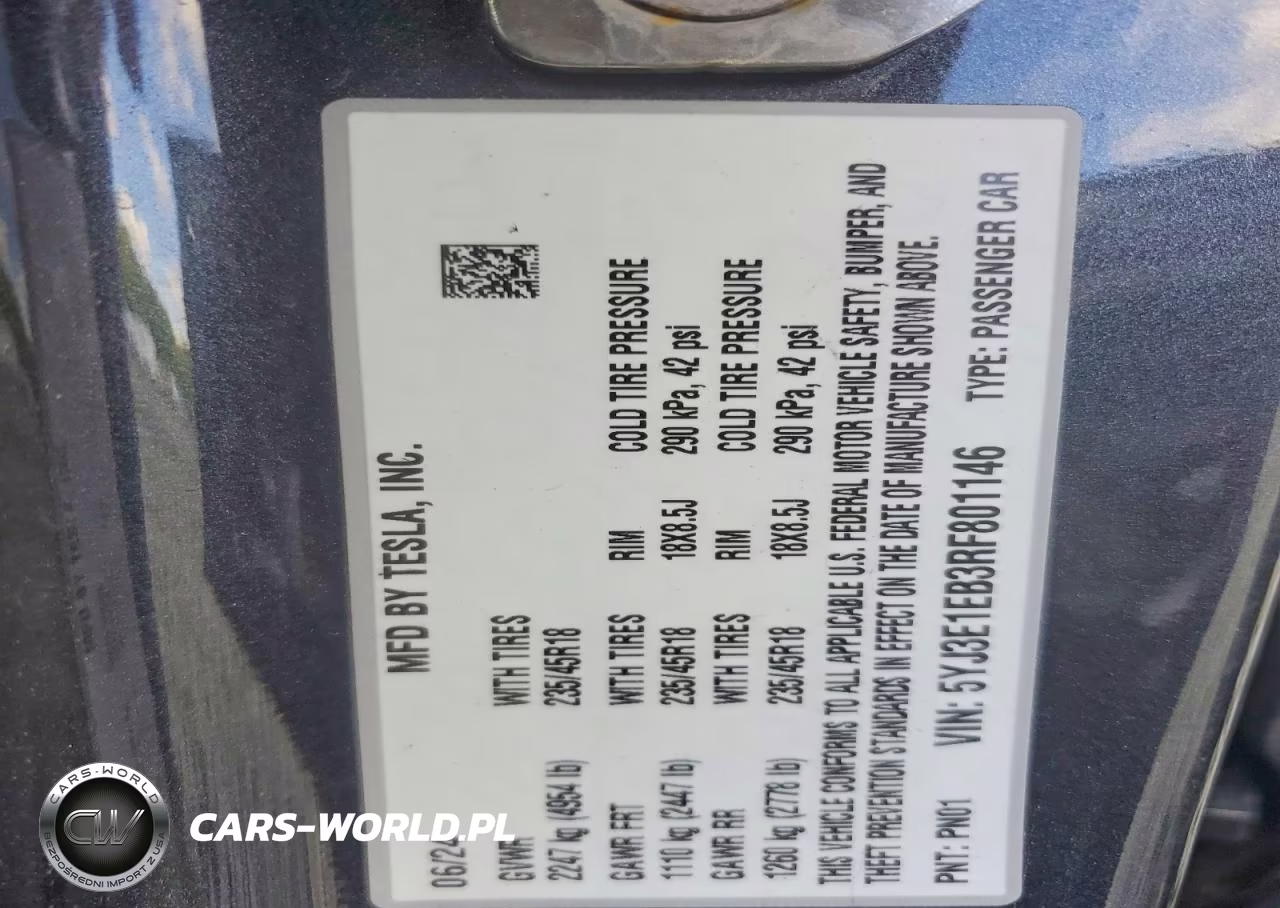 2024 Tesla Model 3 VIN:5YJ3E1EB3RF801146 - 12