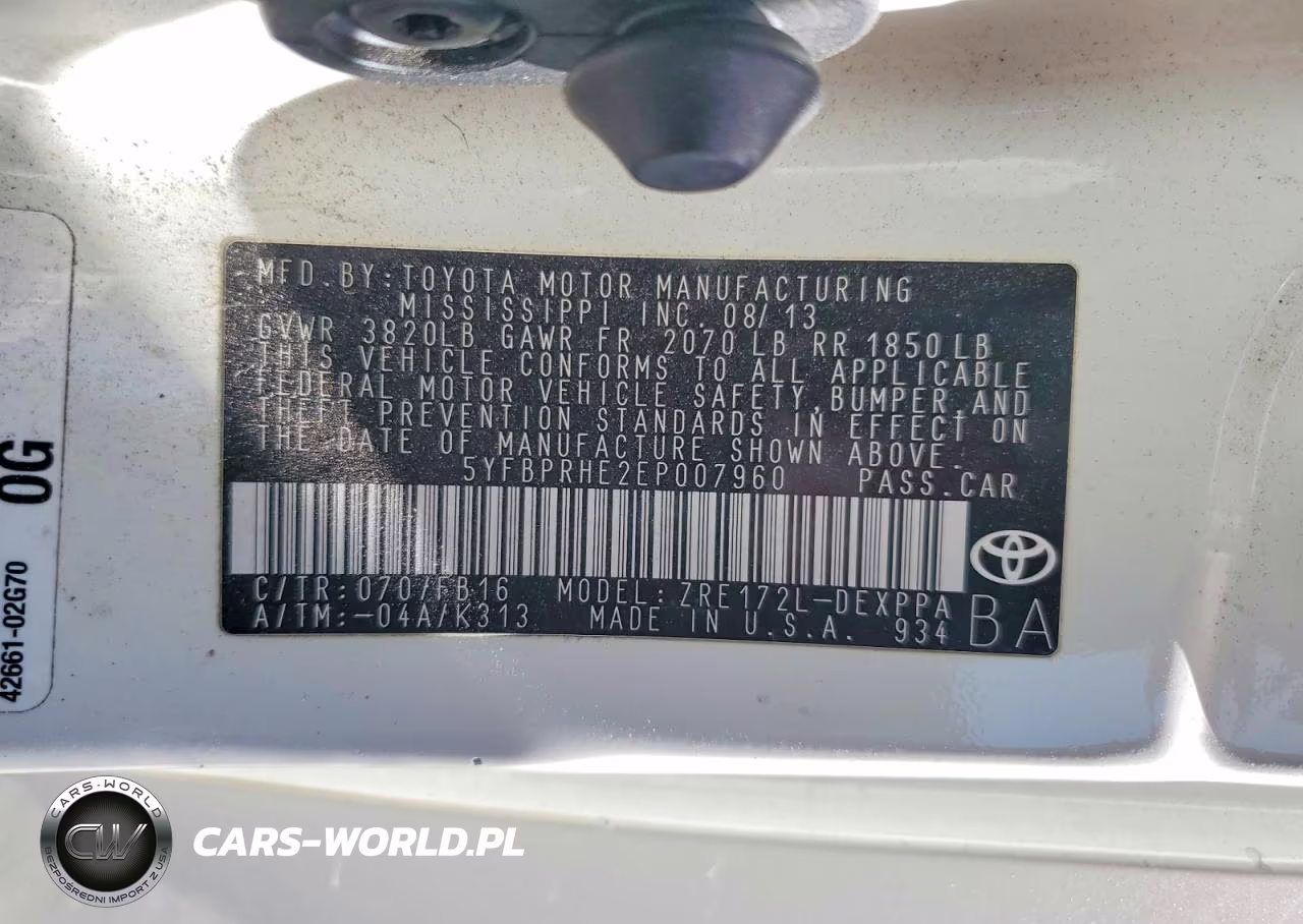 2014 Toyota Corolla Le Eco Plus VIN:5YFBPRHE2EP007960 - 12