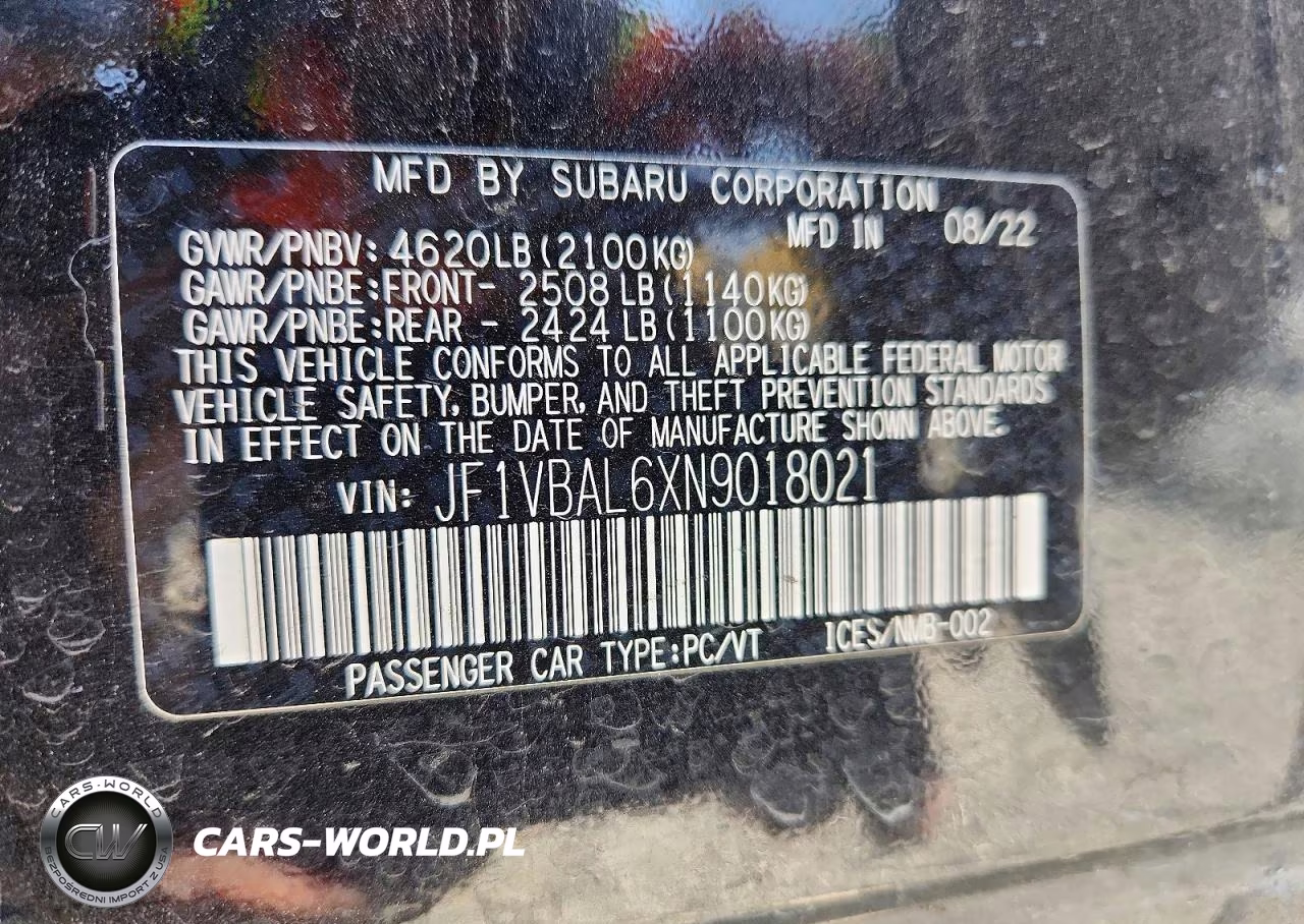 2022 Subaru Wrx Limited VIN:JF1VBAL6XN9018021 - 13