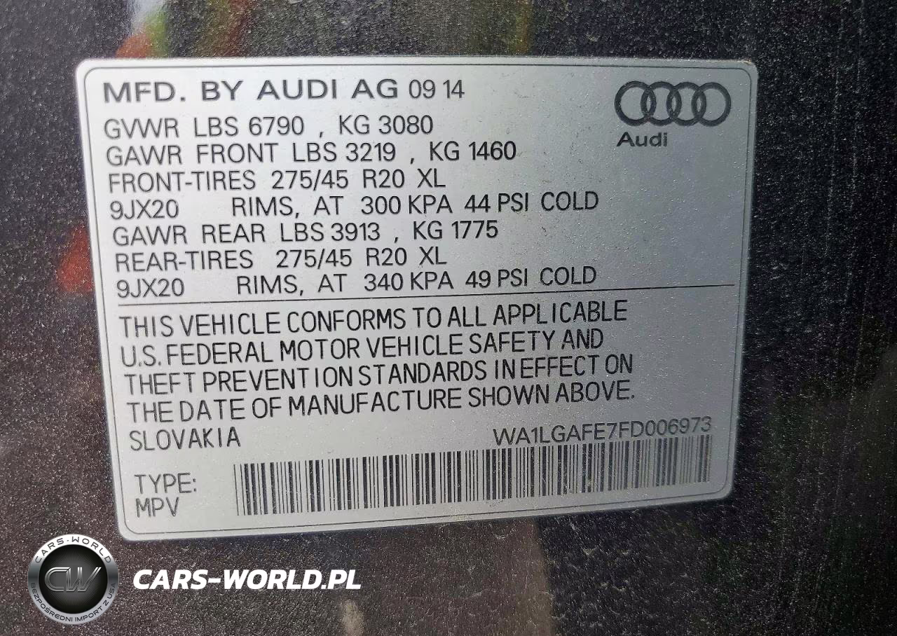 2015 Audi Q7 Premium Plus VIN:WA1LGAFE7FD006973 - 13