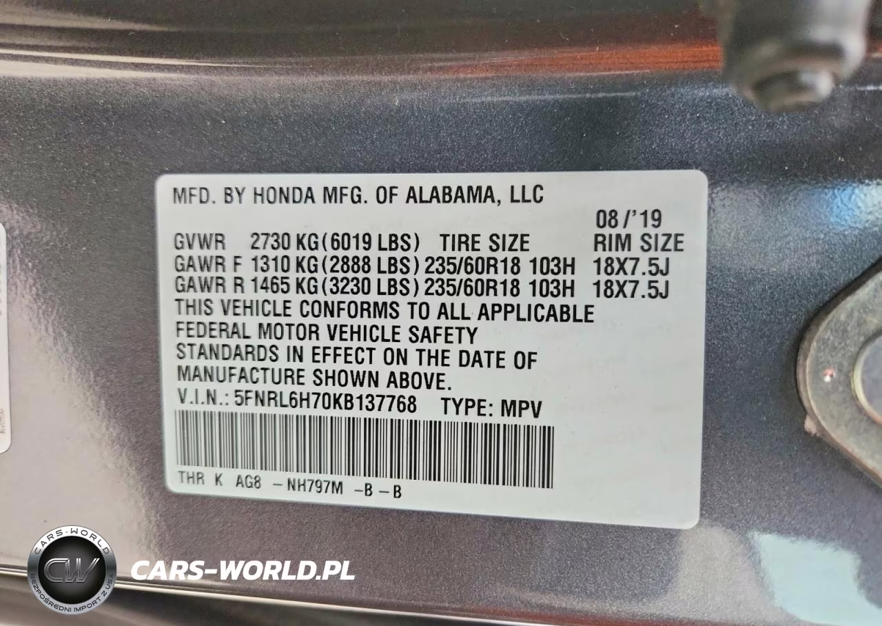 2019 Honda Odyssey Exl VIN:5FNRL6H70KB137768 - 13