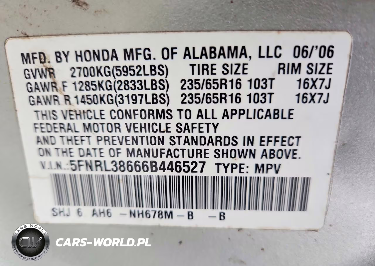 2006 Honda Odyssey Exl VIN:5FNRL38666B446527 - 14