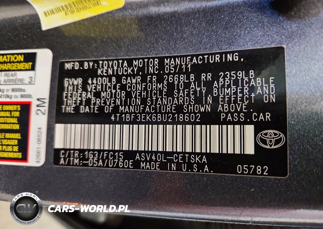 2011 Toyota Camry Se VIN:4T1BF3EK6BU218602 - 12