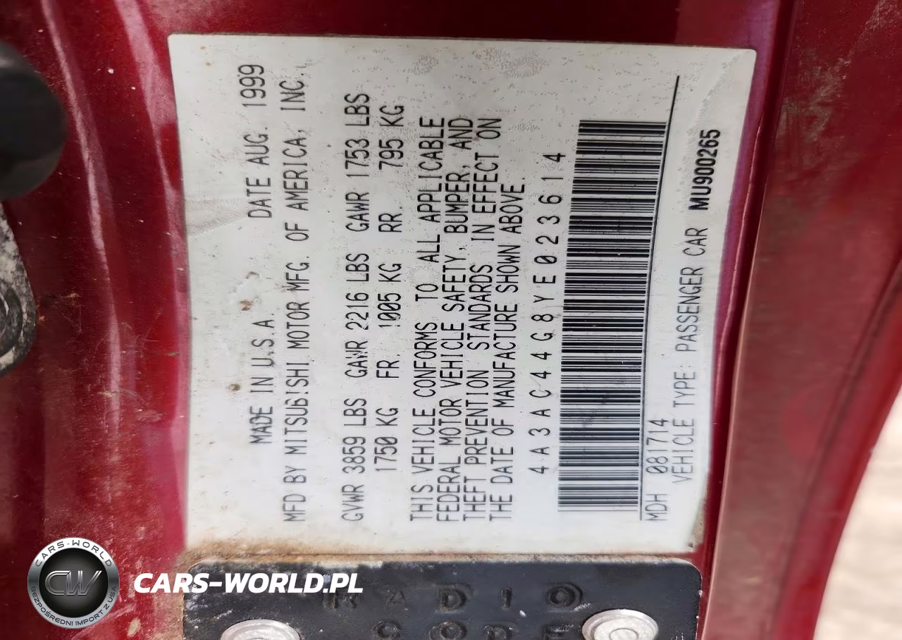 2000 Mitsubishi Eclipse Gs VIN:4A3AC44G8YE023614 - 12
