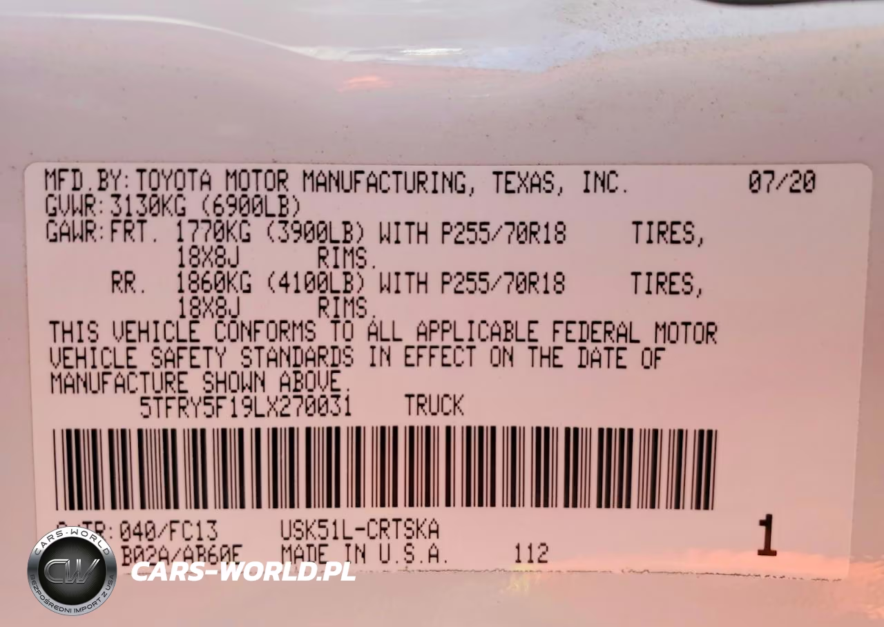 2020 Toyota Tundra Sr5 VIN:5TFRY5F19LX270031 - 12