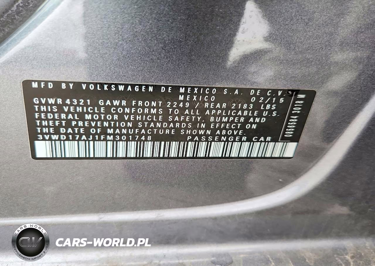 2015 Volkswagen Jetta Se VIN:3VWD17AJ1FM301748 - 12