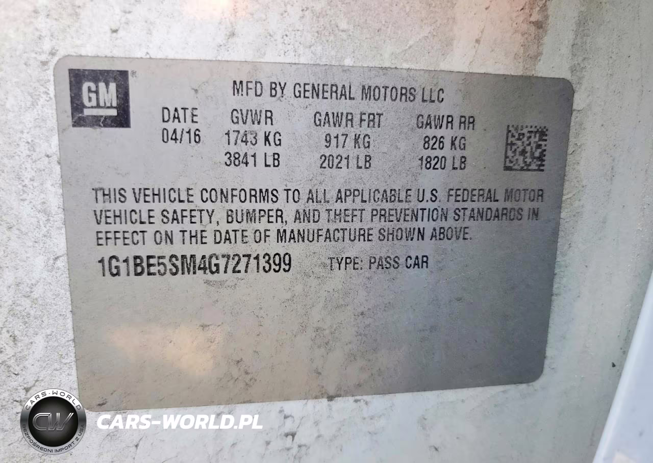 2016 Chevrolet Cruze Lt VIN:1G1BE5SM4G7271399 - 12