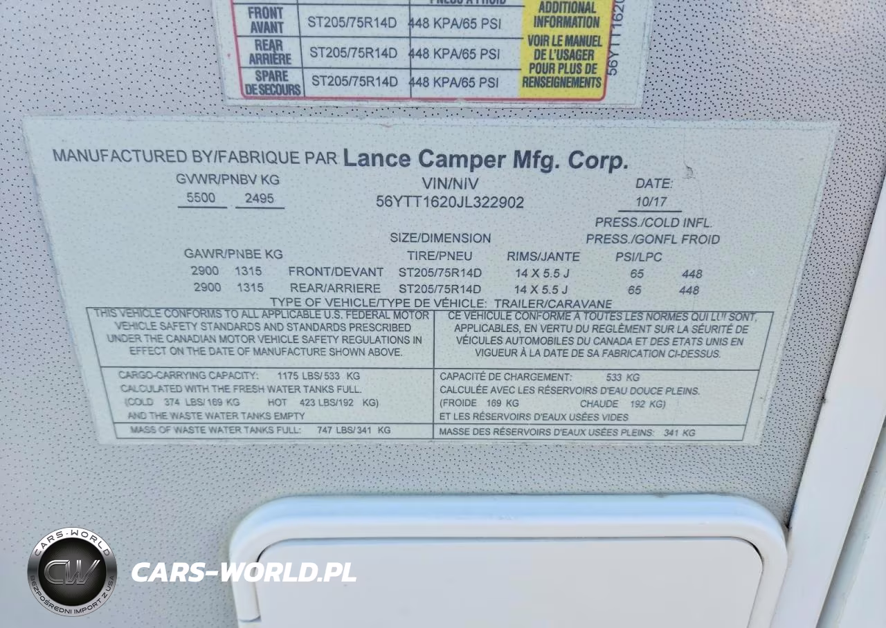 2018 Lance Recreational Vehicle (Rv) VIN:56YTT1620JL322902 - 10