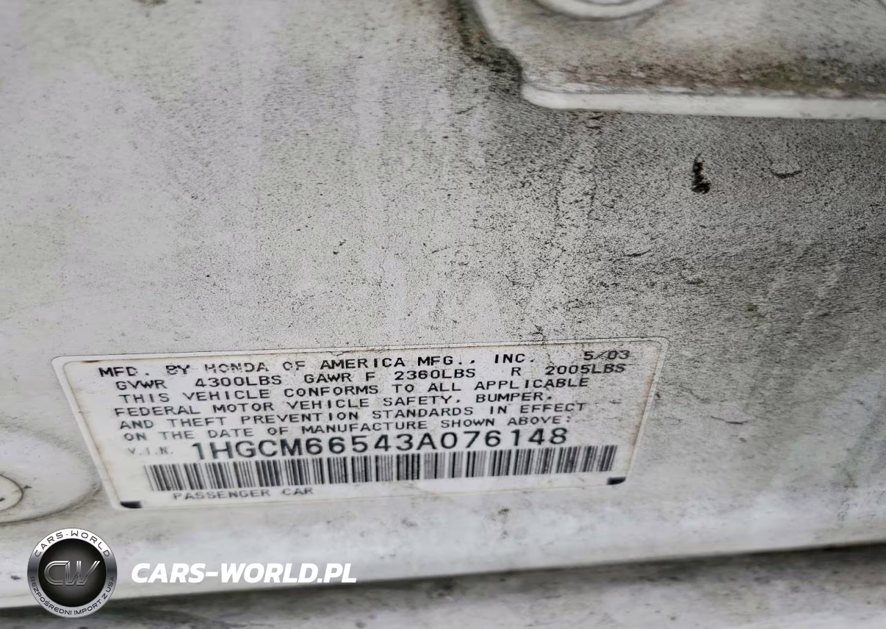 2003 Honda Accord Ex VIN:1HGCM66543A076148 - 12