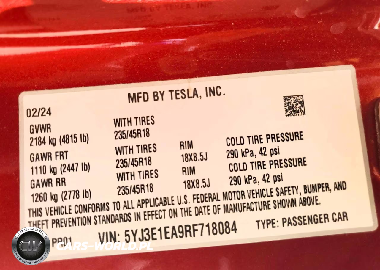2024 Tesla Model 3 VIN:5YJ3E1EA9RF718084 - 13