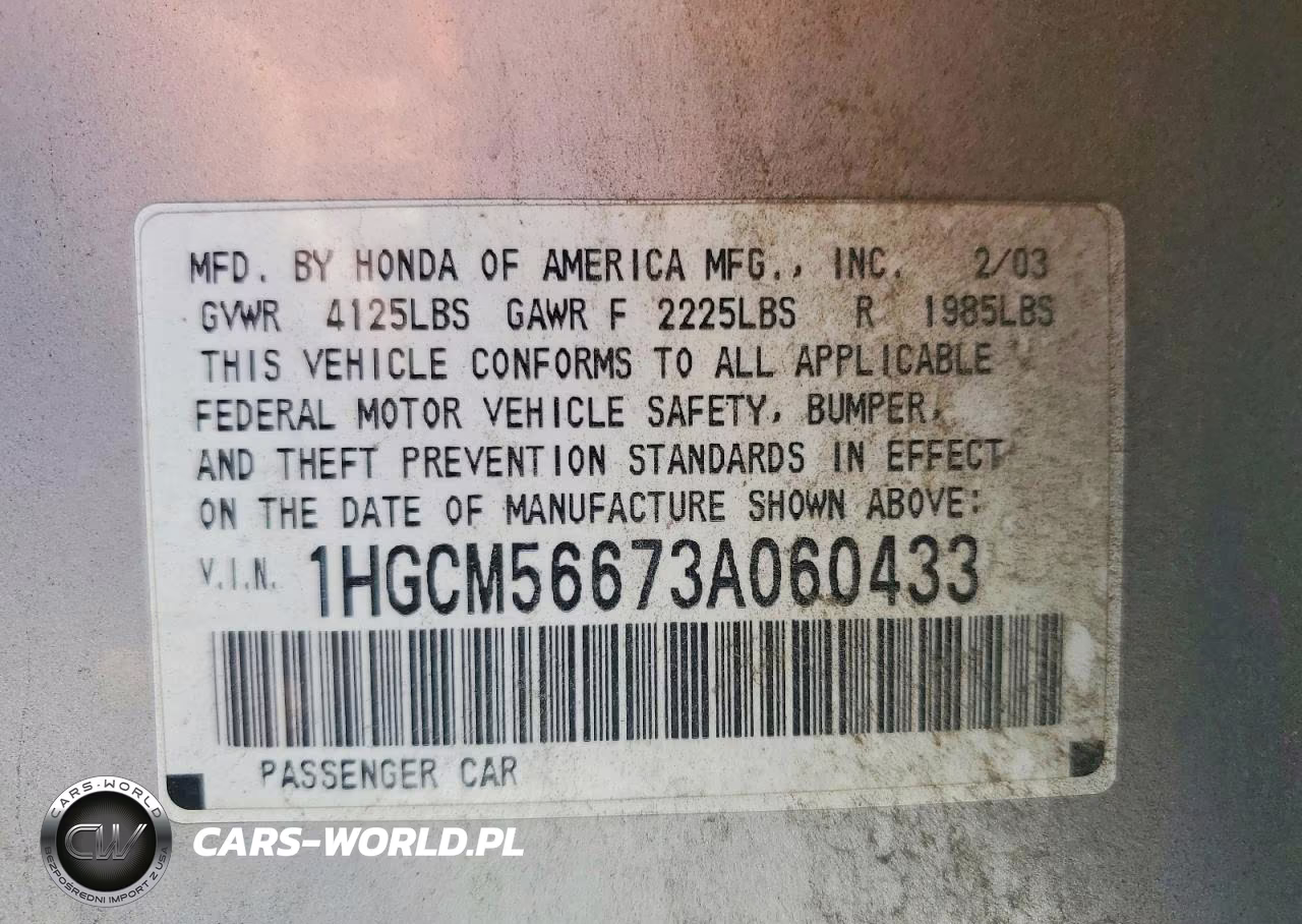 2003 Honda Accord Ex VIN:1HGCM56673A060433 - 12