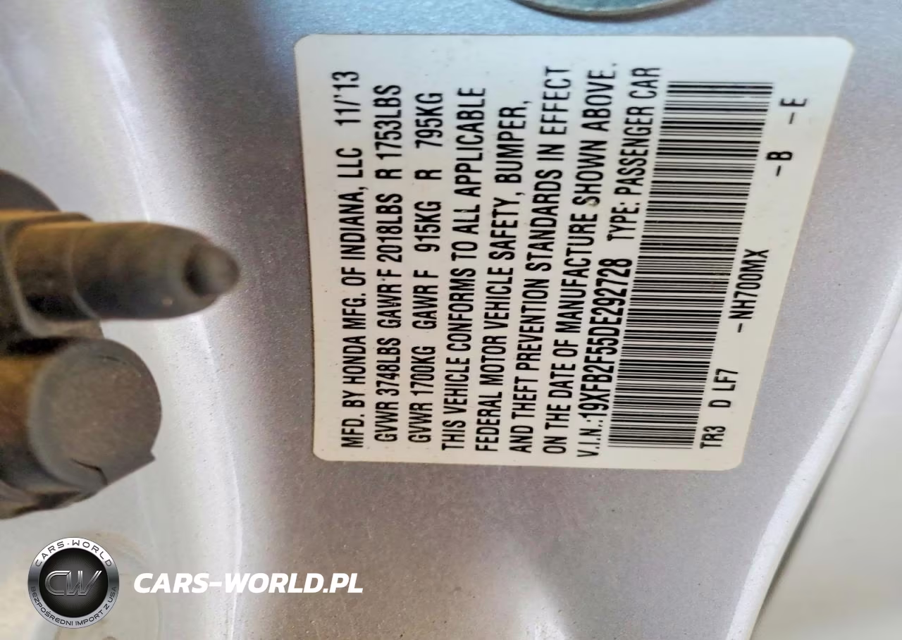2013 Honda Civic Lx VIN:19XFB2F55DE292728 - 13