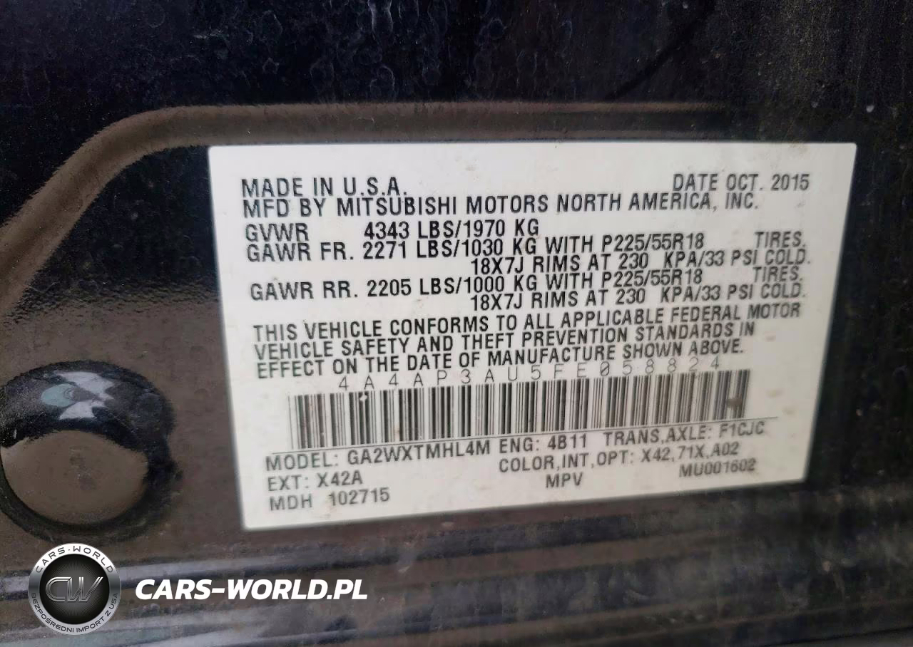 2015 Mitsubishi Outlander Sport Es VIN:4A4AP3AU5FE058824 - 13