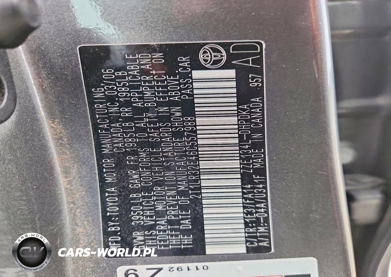 2006 Toyota Matrix Base VIN:2T1LR32E46C557988 - 12