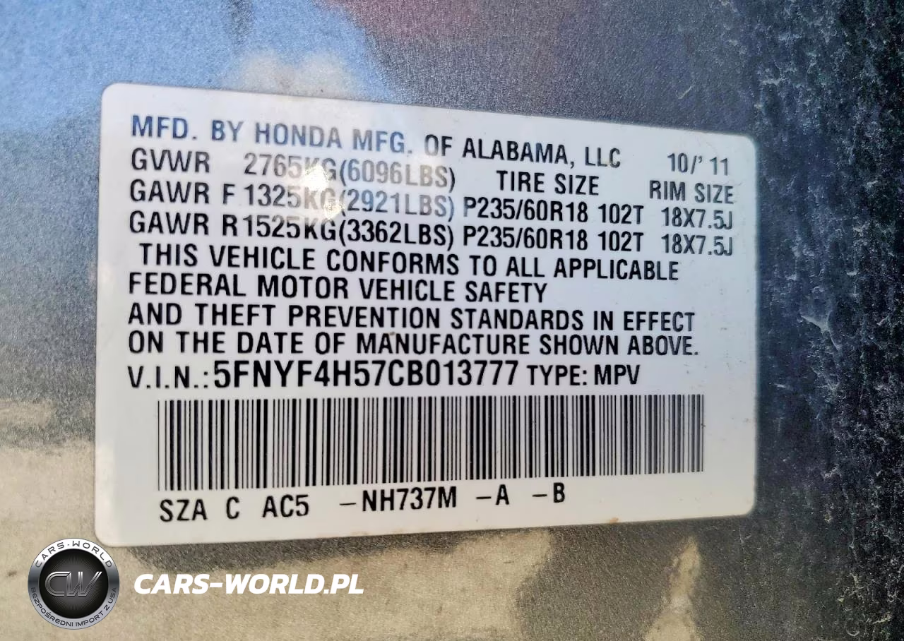 2012 Honda Pilot Exl VIN:5FNYF4H57CB013777 - 13