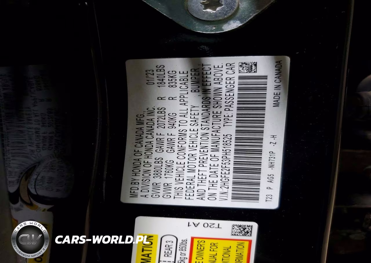 2023 Honda Civic Sport VIN:2HGFE2F53PH518525 - 12