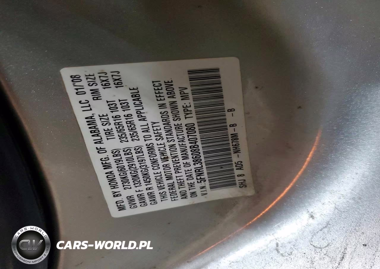 2008 Honda Odyssey Exl VIN:5FNRL38608B407080 - 13