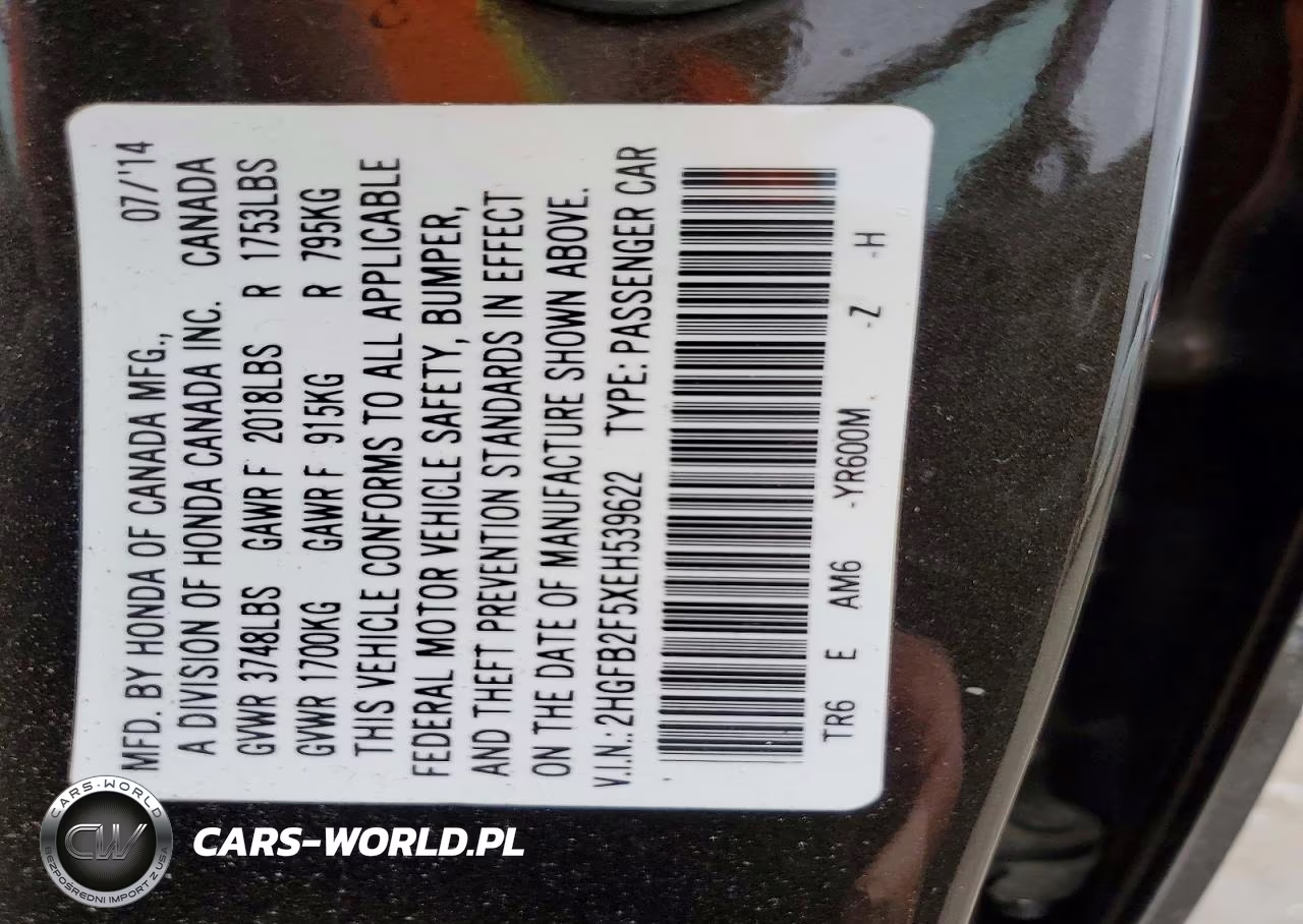 2014 Honda Civic Lx VIN:2HGFB2F5XEH539622 - 12