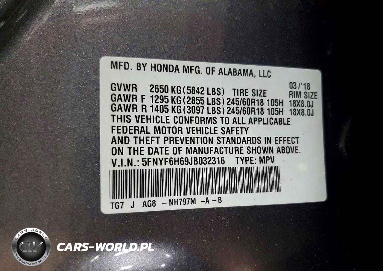2018 Honda Pilot Exl VIN:5FNYF6H69JB032316 - 13