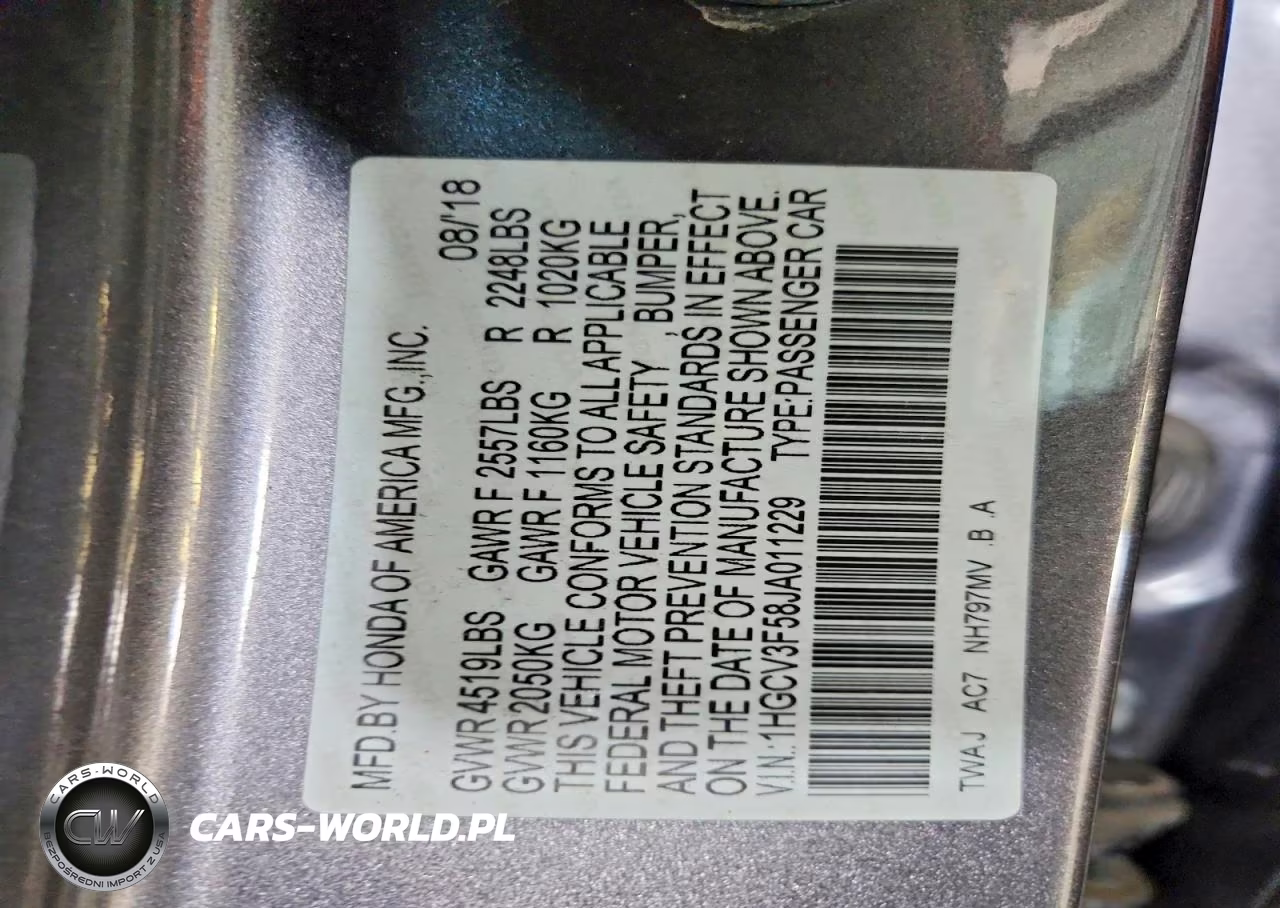 2018 Honda Accord Hybrid Exl VIN:1HGCV3F58JA011229 - 12