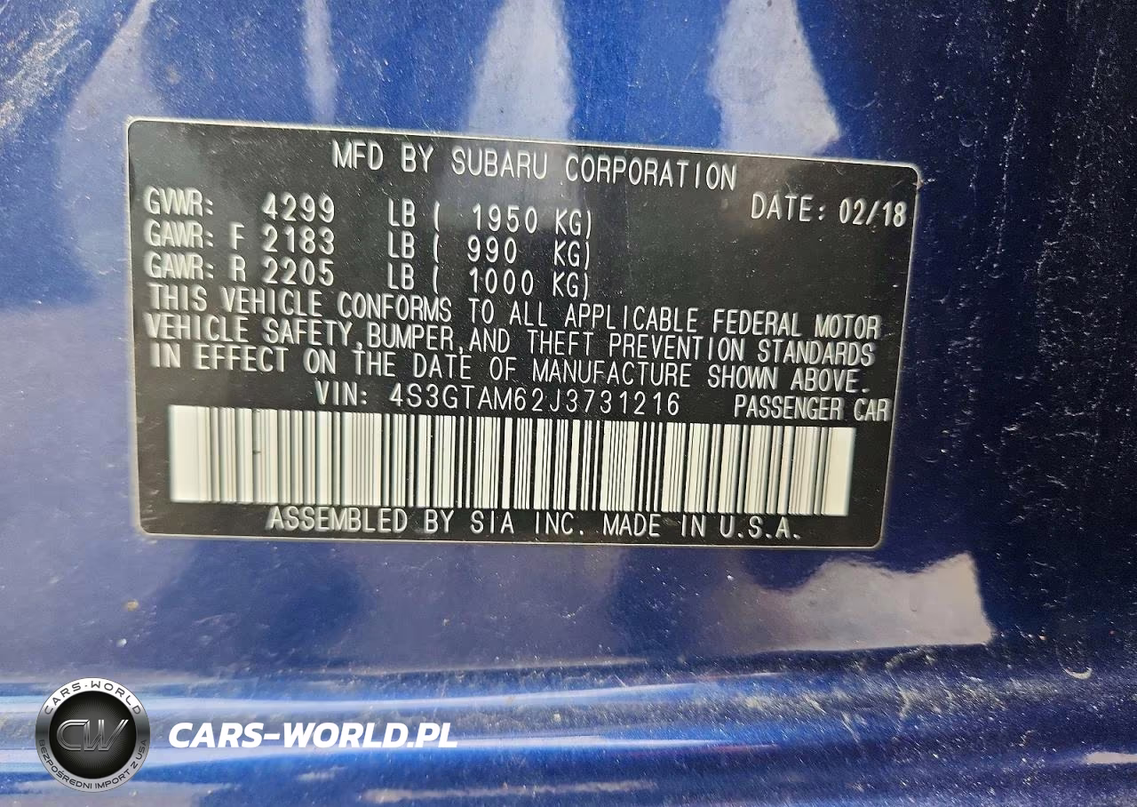 2018 Subaru Impreza Sport VIN:4S3GTAM62J3731216 - 12