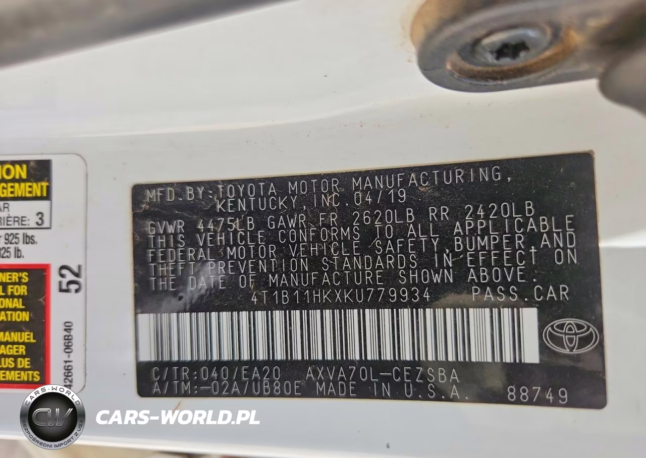 2019 Toyota Camry Se VIN:4T1B11HKXKU779934 - 13