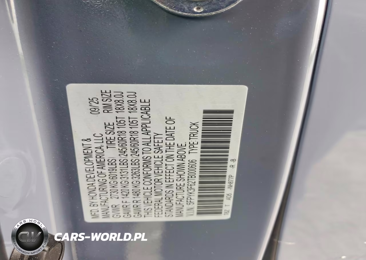 2026 Honda Ridgeline Trail Sport VIN:5FPYK3F62TB000606 - 12