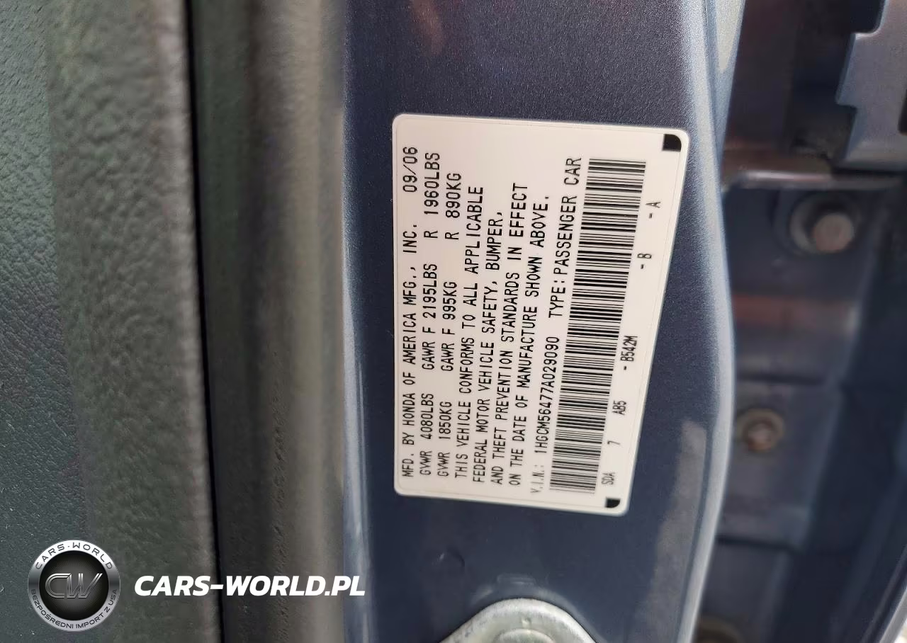 2007 Honda Accord Lx VIN:1HGCM56477A029090 - 12