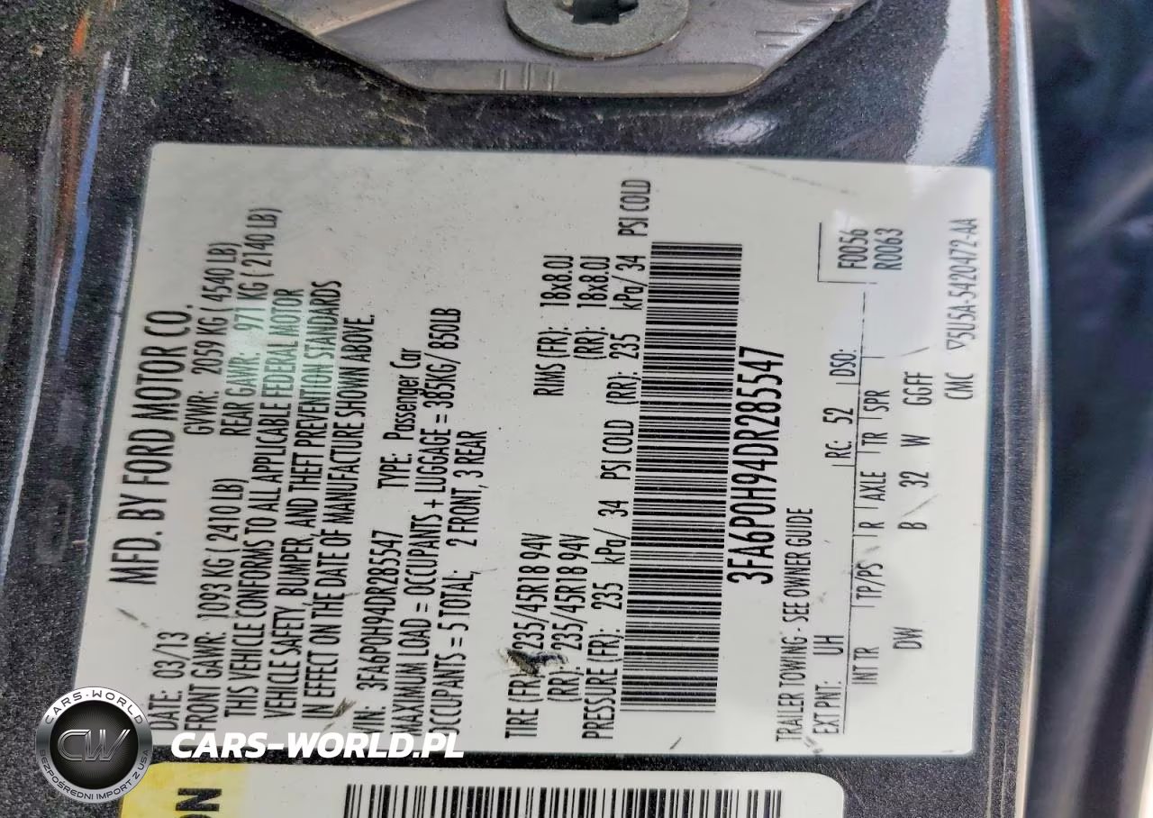 2013 Ford Fusion VIN:3FA6P0H94DR285547 - 14
