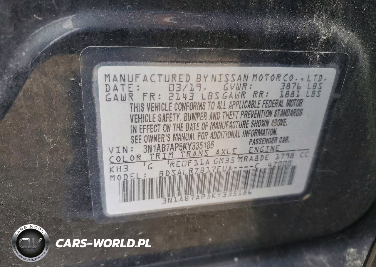 2019 Nissan Sentra Sr VIN:3N1AB7AP5KY335186 - 12