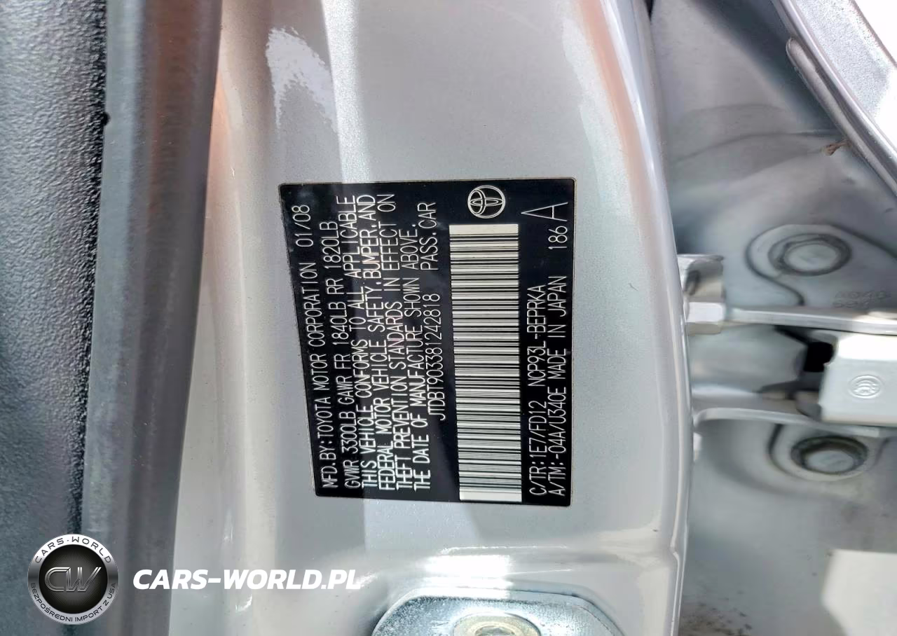 2008 Toyota Yaris Base VIN:JTDBT903381242818 - 13