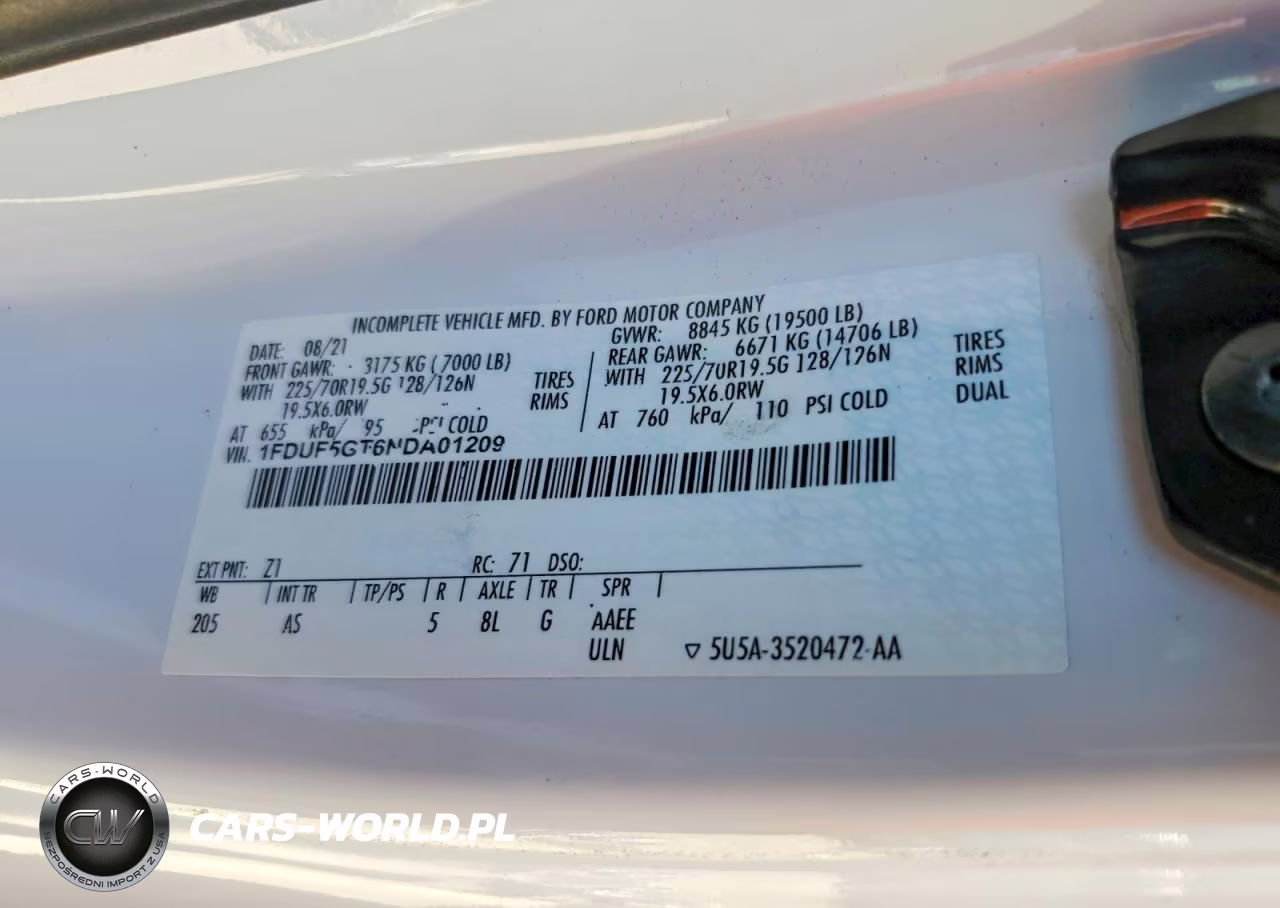 2022 Ford F550 Super Duty VIN:1FDUF5GT6NDA01209 - 13