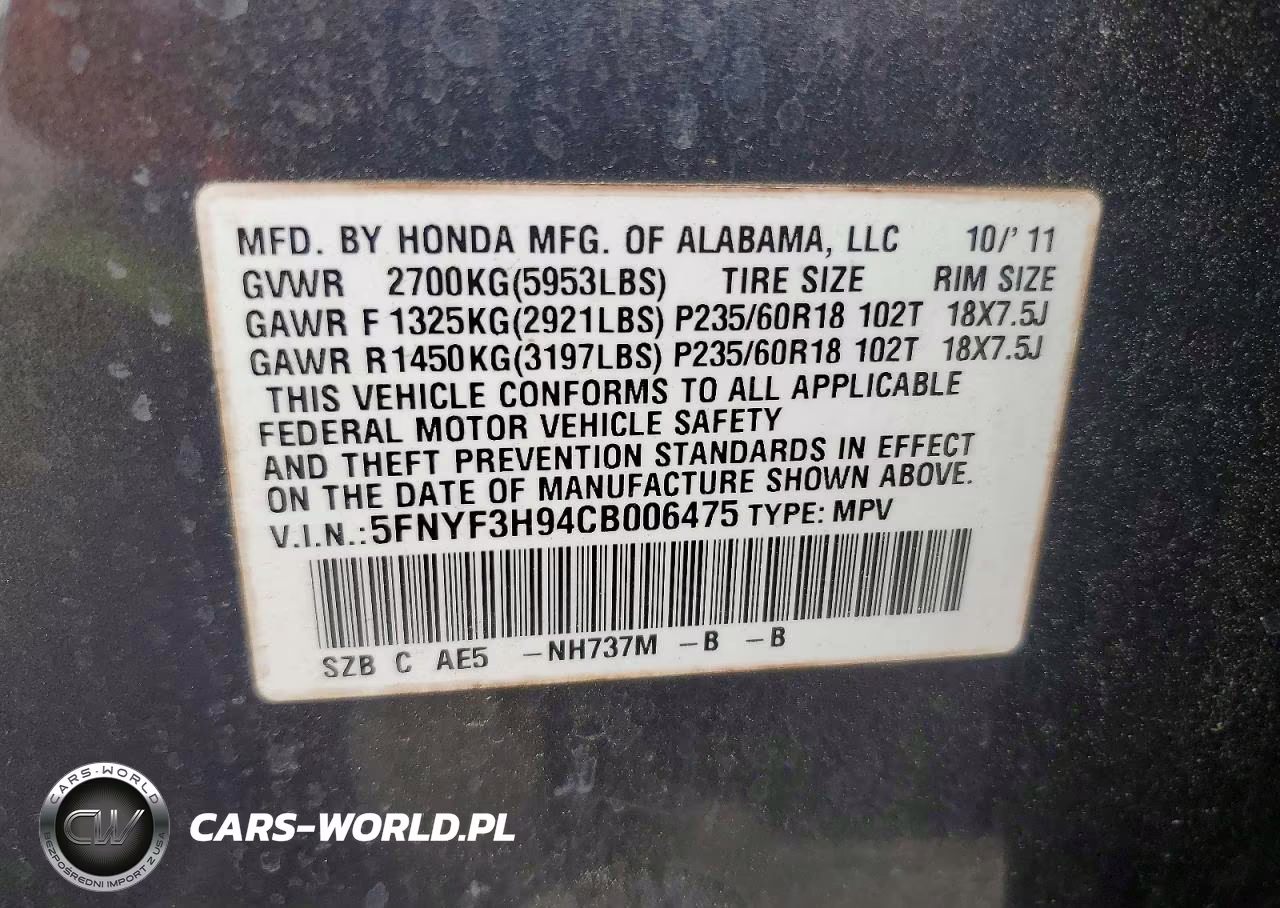 2012 Honda Pilot Touring VIN:5FNYF3H94CB006475 - 13