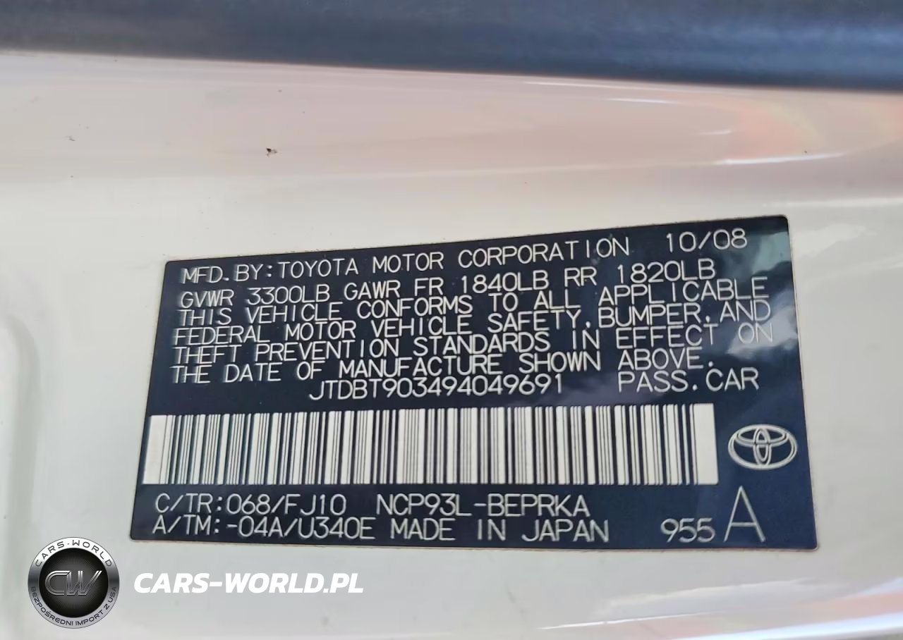 2009 Toyota Yaris Base VIN:JTDBT903494049691 - 12