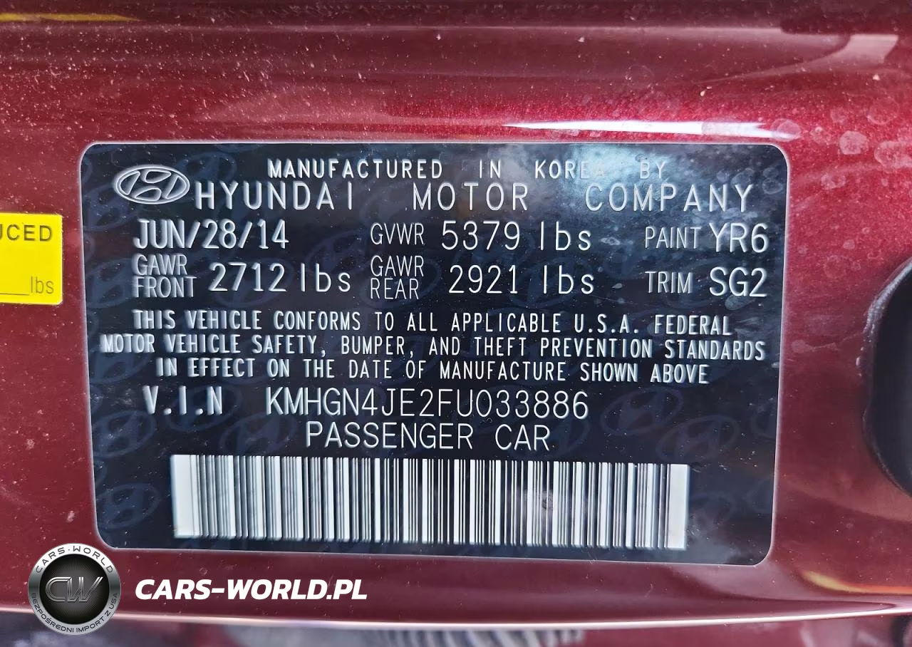 2015 Hyundai Genesis 3.8L VIN:KMHGN4JE2FU033886 - 13