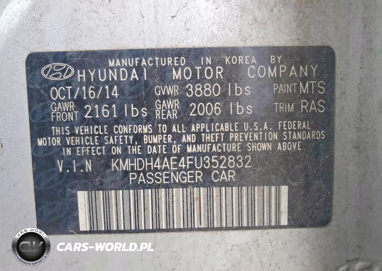 2015 Hyundai Elantra Se VIN:KMHDH4AE4FU352832 - 12