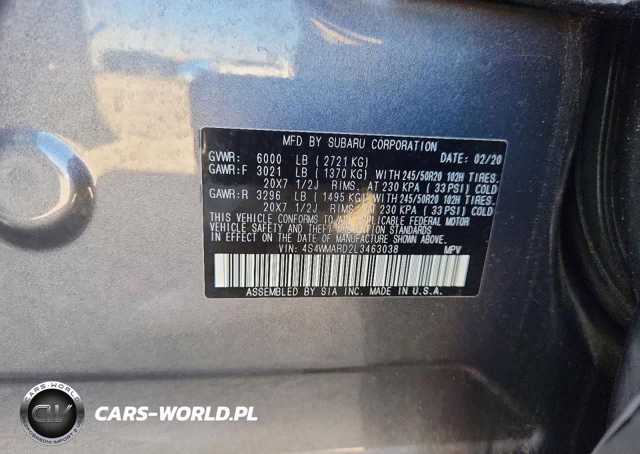 2020 Subaru Ascent Touring VIN:4S4WMARD2L3463038 - 13