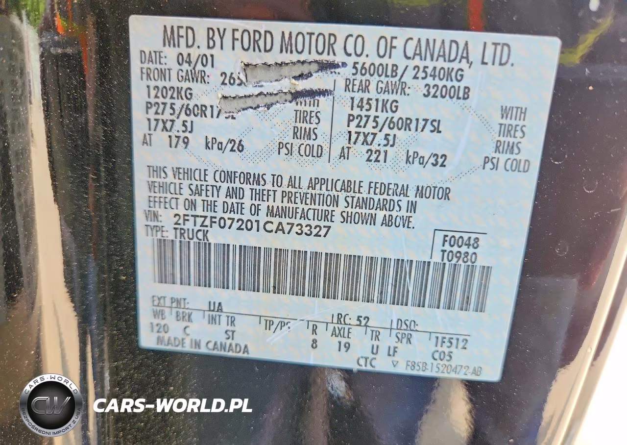 2001 Ford F150 VIN:2FTZF07201CA73327 - 12