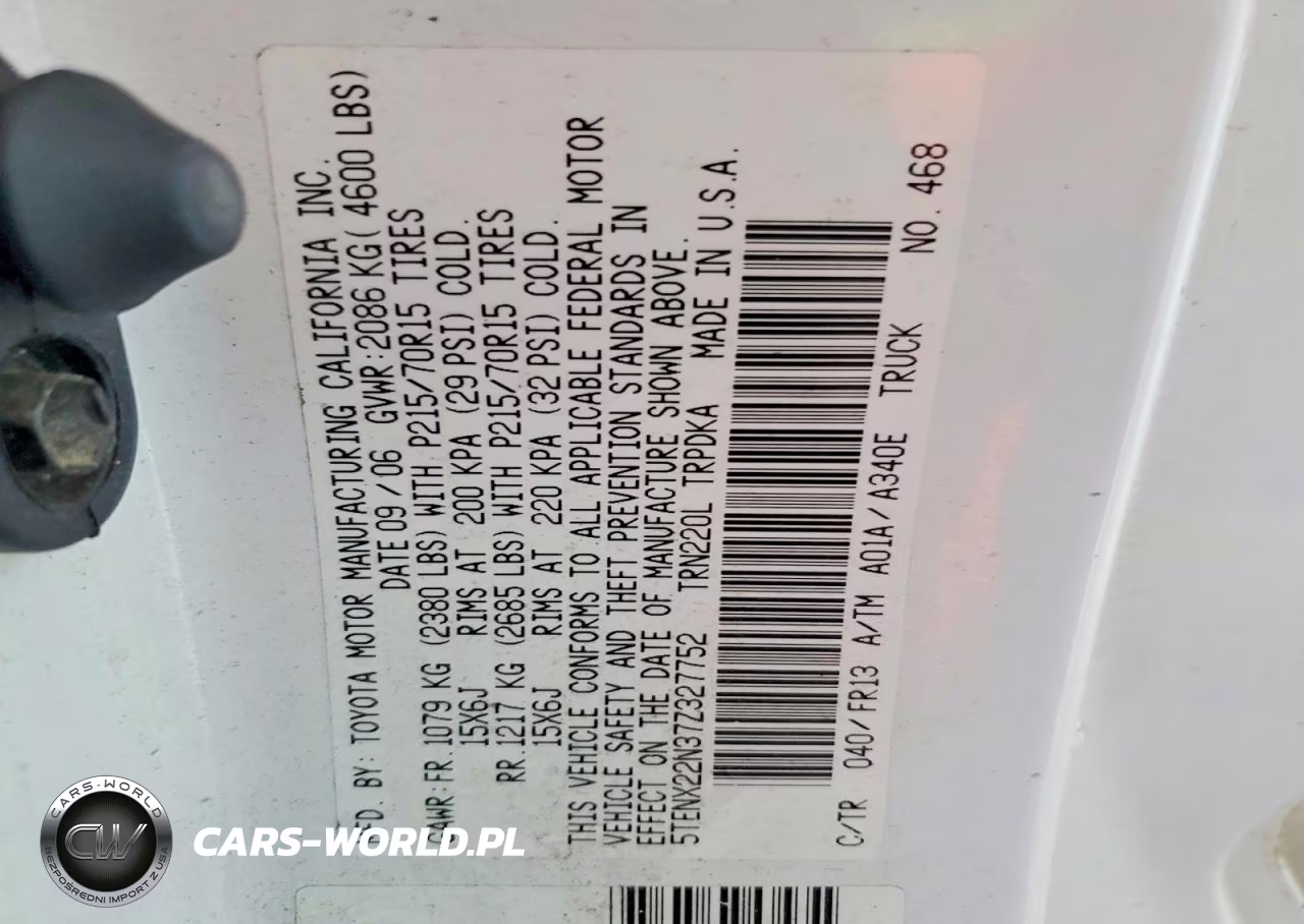 2007 Toyota Tacoma Base VIN:5TENX22N37Z327752 - 12