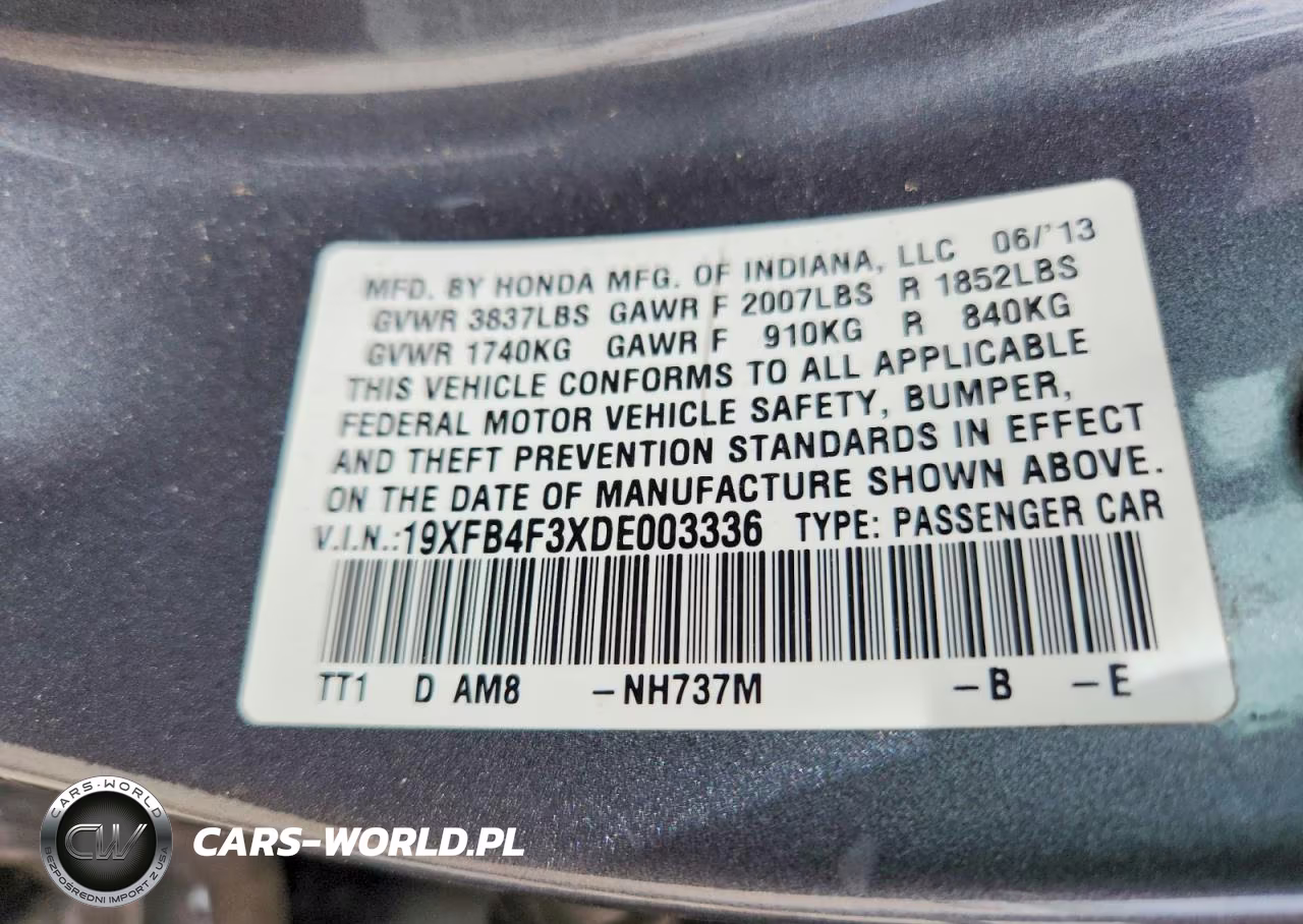 2013 Honda Civic Hybrid L VIN:19XFB4F3XDE003336 - 13