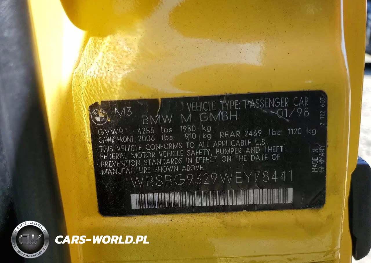 1998 BMW M3 VIN:WBSBG9329WEY78441 - 12
