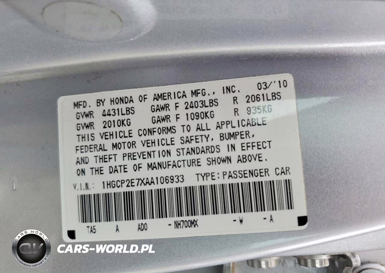 2010 Honda Accord Ex VIN:1HGCP2E7XAA106933 - 12