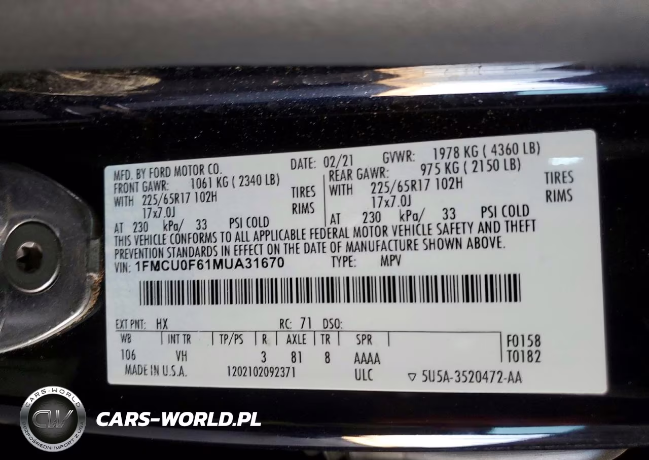2021 Ford Escape S VIN:1FMCU0F61MUA31670 - 12