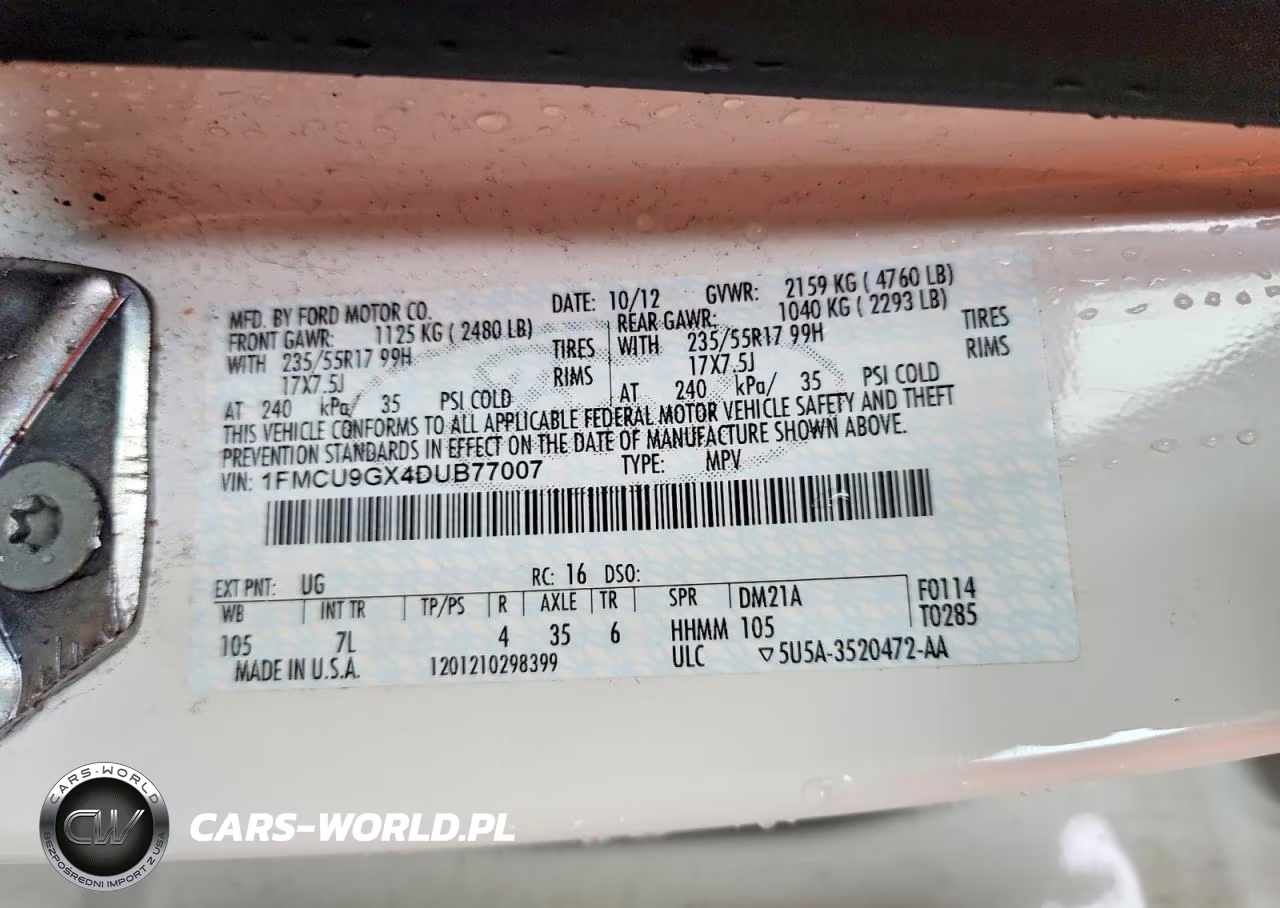 2013 Ford Escape Se VIN:1FMCU9GX4DUB77007 - 13