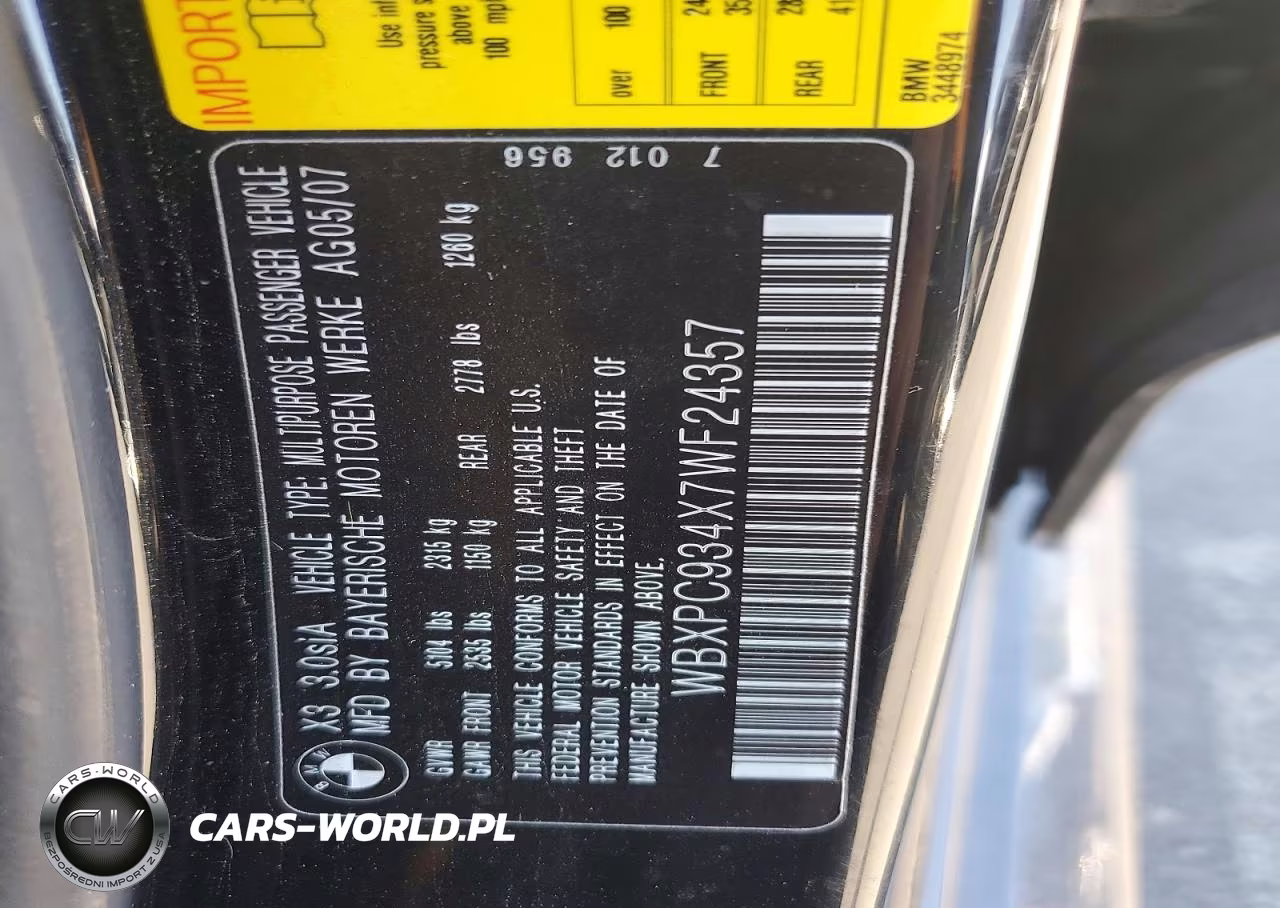 2007 BMW X3 3.0Si VIN:WBXPC934X7WF24357 - 13