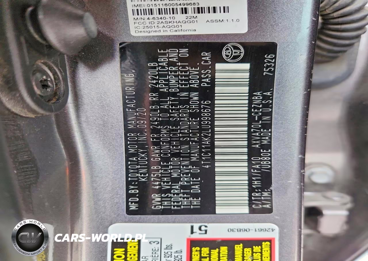 2020 Toyota Camry Le VIN:4T1C11AK2LU998676 - 12