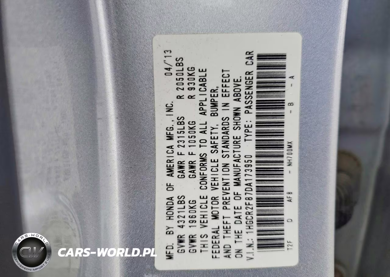 2013 Honda Accord Exl VIN:1HGCR2F87DA173950 - 12